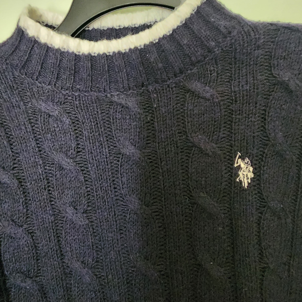 Men's Navy Cable Knit Sweater
